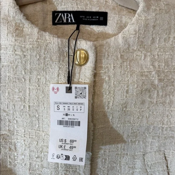 Zara Women's Ivory Textured Blazer - Picture 2 of 3